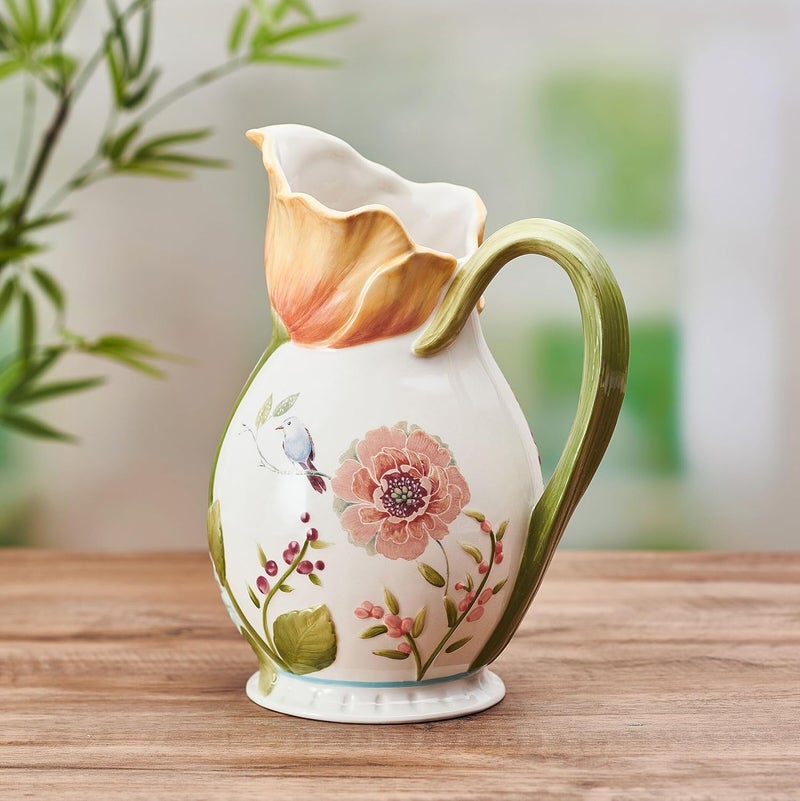 Fitz & Floyd Fitz and Floyd Meadow Floral Pitcher Vase, 2.5 Quart - Image 3